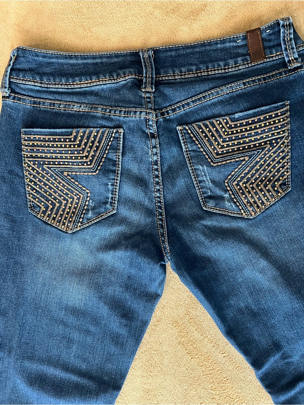 People’s Liberation Crop Jeans Size 6 Studded Chevron Stretch Denim